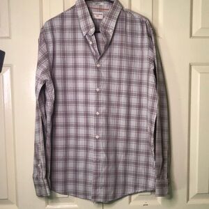 Men's Plaid Shirt - Gray and White